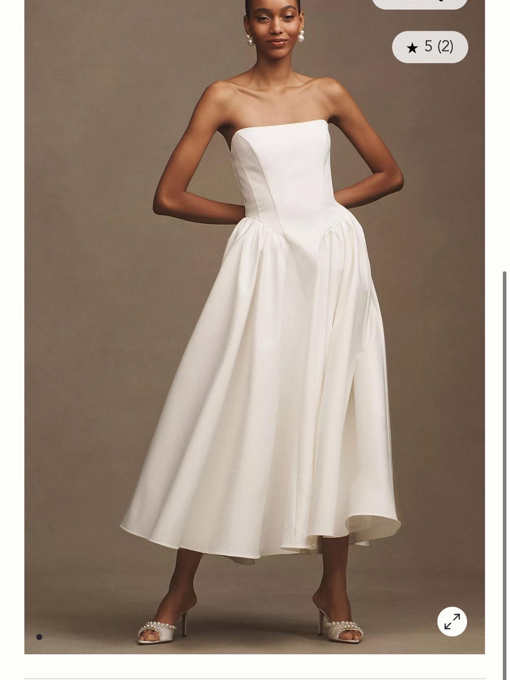 BHLDN Strapless White Wedding Dress with A-Line Skirt
